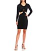 Color:Black - Image 1 - Glitzy Cut-Out Velvet Mini Dress