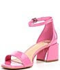 Color:Pink - Image 4 - Glow-Up Patent Ankle Strap Block Heel Sandals