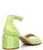 Color:Retro Green - Image 2 - Glow-Up Satin Ankle Strap Block Heel Sandals