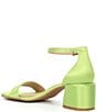 Color:Retro Green - Image 3 - Glow-Up Satin Ankle Strap Block Heel Sandals