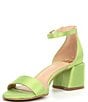 Color:Retro Green - Image 4 - Glow-Up Satin Ankle Strap Block Heel Sandals