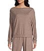 GB GB Hacci Off-The-Shoulder Coordinating Pullover Top, Color:Chocolate - Image 1