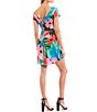 Color:Black - Image 2 - Tropical Floral Print High Cowl Neck Satin Mini Dress