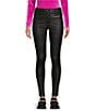Color:Black - Image 1 - High Rise Coated Skinny Jeans