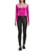 Color:Black - Image 3 - High Rise Coated Skinny Jeans