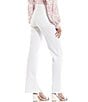 Color:White - Image 2 - High Rise Split Front Distressed Straight Leg Jeans