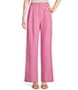 Color:Pink - Image 1 - High Rise Wide Leg Trousers
