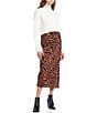 Color:Rust Black - Image 3 - High Rise Zebra Print Satin Midi Skirt