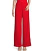 Color:Red - Image 1 - High Waisted Coordinated Linen Blend Pants
