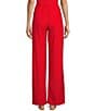 Color:Red - Image 2 - High Waisted Coordinated Linen Blend Pants