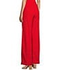 Color:Red - Image 3 - High Waisted Coordinated Linen Blend Pants