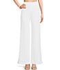 Color:White - Image 1 - High Waisted Coordinated Linen Blend Pants