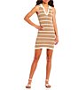 Color:Tan Ivory - Image 1 - Johnny Collar Striped Sweater Dress