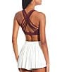 Color:Wine - Image 2 - Juniors Coordinating Strappy Cross Back Sports Bra