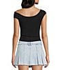 GB Knit Asymmetric Cap Sleeve Top, Color:Black - Image 2