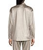 Color:Silver - Image 2 - Coordinating Knit Foiled Jersey Button Down