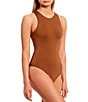 Color:Brown - Image 2 - Knit High Neck Sleeveless Bodysuit