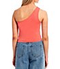 Color:Coral - Image 2 - Knit One Shoulder Cropped Tank Top