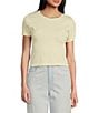 Color:Light Yellow - Image 1 - Knit Ribbed Seamless Short Sleeve T-Shirt