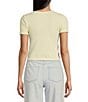 Color:Light Yellow - Image 2 - Knit Ribbed Seamless Short Sleeve T-Shirt
