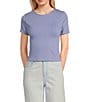 Color:Periwinkle - Image 1 - Knit Ribbed Seamless Short Sleeve T-Shirt