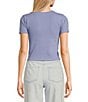 Color:Periwinkle - Image 2 - Knit Ribbed Seamless Short Sleeve T-Shirt