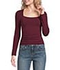 GB Knit Ruched Long Sleeve Square Neck Tee - Image 6