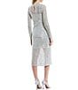 Color:Silver - Image 2 - Sequin Lattice Long Sleeve Midi Dress