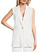 Color:White - Image 1 - Linen Blazer Vest