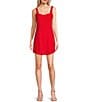 GB Linen Blend Curve Hem Mini Dress, Color:Red - Image 1