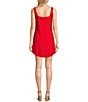 Color:Red - Image 2 - Linen Blend Curve Hem Mini Dress