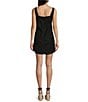 Color:Black - Image 2 - Linen Blend Curve Hem Mini Dress