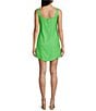 Color:Green - Image 2 - Linen Blend Curve Hem Mini Dress