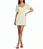 GB Linen Blend Short Puff Sleeve Mini Dress - Image 1