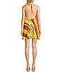 Color:Multi - Image 2 - Linen Blend Sleeveless Stripe Halter Dress