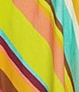Color:Multi - Image 3 - Linen Blend Sleeveless Stripe Halter Dress