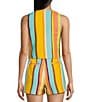 Color:Multi - Image 2 - Linen Blend Stripe Coordinating Vest