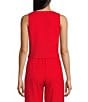 Color:Red - Image 2 - Coordinating Linen Blend Vest
