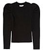 Color:Black - Image 1 - Little Girls 2T-6X Ruched Long Sleeve Top