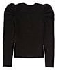 Color:Black - Image 2 - Little Girls 2T-6X Ruched Long Sleeve Top