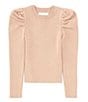 Color:Dusty Rose - Image 1 - Little Girls 2T-6X Ruched Long Sleeve Top
