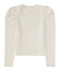 Color:Ivory - Image 1 - Little Girls 2T-6X Ruched Long Sleeve Top