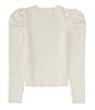 Color:Ivory - Image 2 - Little Girls 2T-6X Ruched Long Sleeve Top