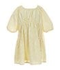 Color:Lemon - Image 1 - Little Girls 2T-6X Family Matching 3/4 Sleeve Oversized Cinch Dress