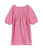 Color:Pink - Image 1 - Little Girls 2T-6X Family Matching 3/4 Sleeve Oversized Cinch Dress