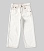 Color:White - Image 1 - Little Girls 2T-6X Asymmetrical Contrast Stitch Denim Pants