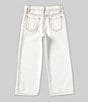 Color:White - Image 2 - Little Girls 2T-6X Asymmetrical Contrast Stitch Denim Pants