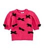 GB Little Girls Bow Detail Sweater, Color:Hot Pink - Image 1