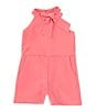 Color:Pink - Image 1 - Little Girl's 2T-6X Bow Neck Romper