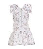 Color:White Pink Floral - Image 2 - Little Girls 2T-6X Bow Sleeve Drop Waist Dress